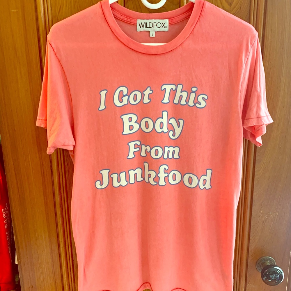 WILDFOX  ‘I Got This Body From Junkfood' T-Shirt